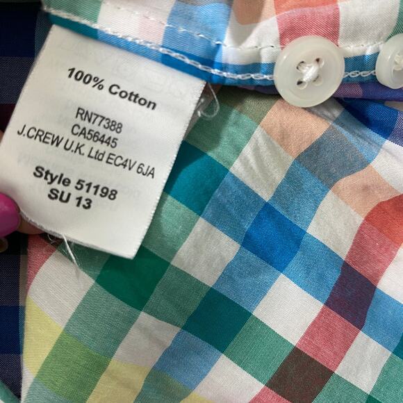 J. CREW Rainbow Plaid Shirt Men L Slim Fit Button Up Long Sleeve Light Weight - Picture 5 of 10